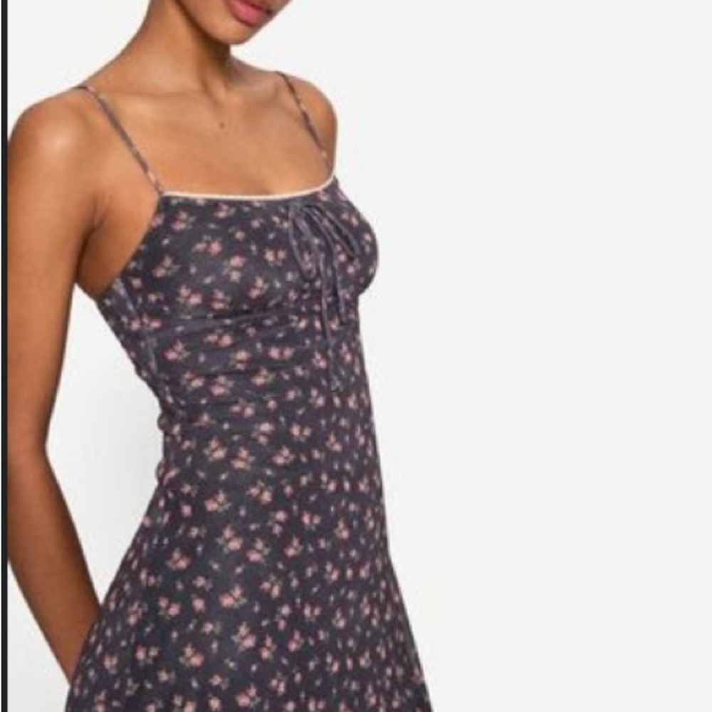 Bershka Strappy Tulle Floral Mini Dress